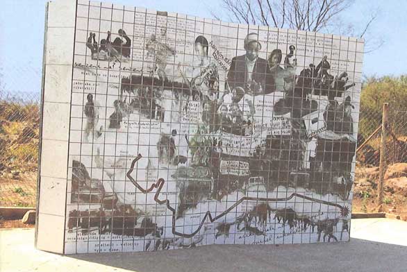 A wall featuring a montage tracing the route of the march that started the Soweto uprising.