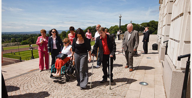 Disability Action members outside of Parliament