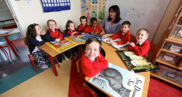 Conor Neill (6) with his class in the Doodle Den in St Michael’s Infants School in Limerick. Photograph: Brian Gavin/Press 22